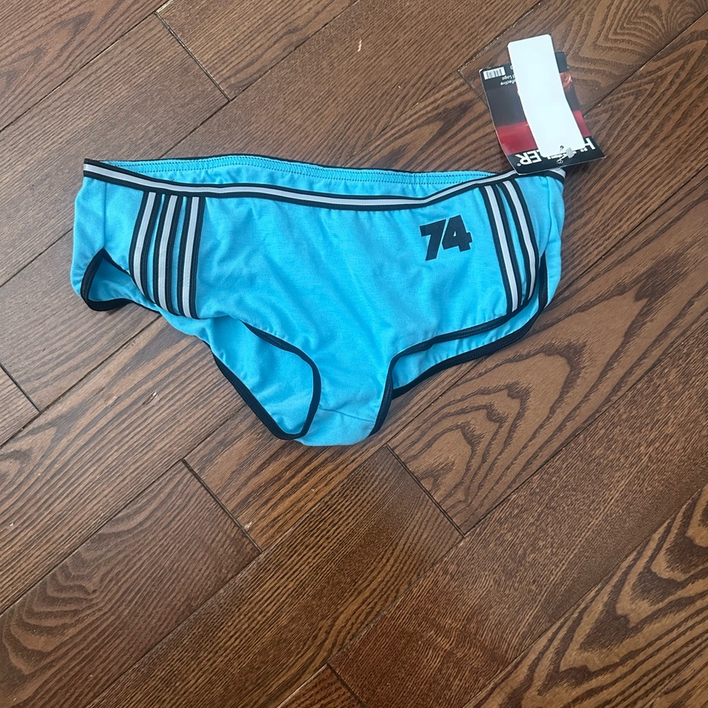 Hustler Hollywood Blue Track Shorts with Black Stripes
